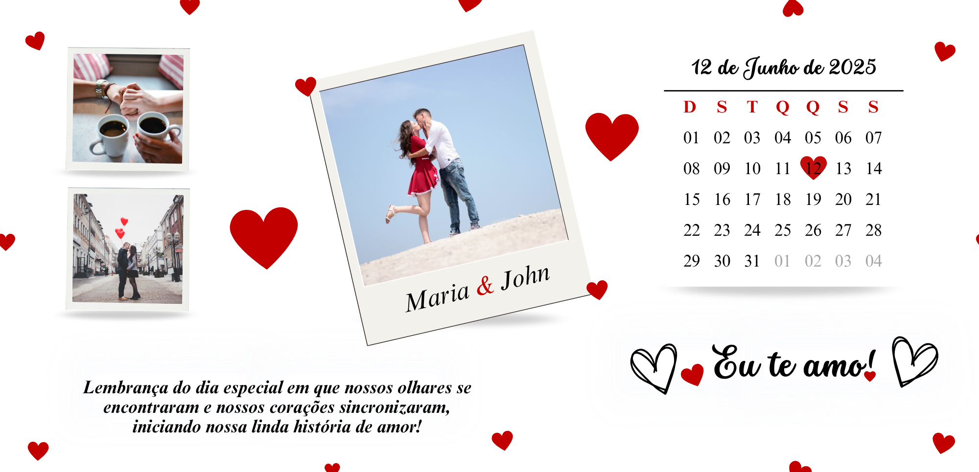 Caneca lembrança dia dos namorados com frase moderno branco vermelho